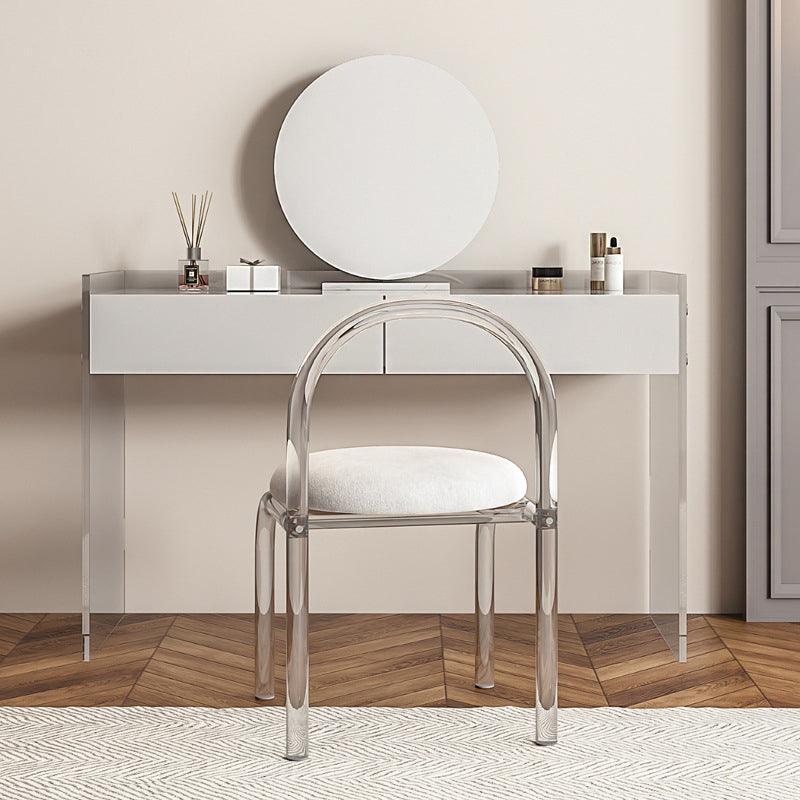 Glam Style Acrylic White Slate Table Top Transparent Base with 2 Drawer Dresser