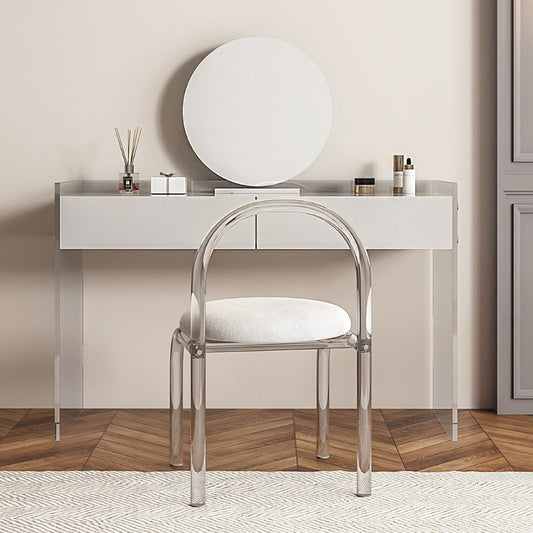 Tavolo da ardesia bianco acrilico in stile glam Base trasparente con 2 cassetti