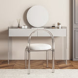 Glam Style Acrylic White Slate Table Top Transparent Base with 2 Drawer Dresser