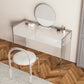 Glam Style Acrylic White Slate Table Top Transparent Base with 2 Drawer Dresser