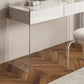 Glam Style Acrylic White Slate Table Top Transparent Base with 2 Drawer Dresser
