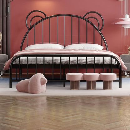 Bear Ear Headboard Glam Bed Iron Frame with  Footboard,Tall Clearance