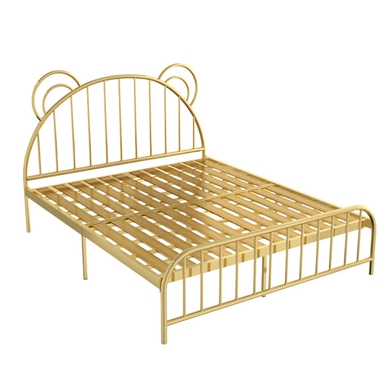Bear Ear Headboard Glam Bed Iron Frame with  Footboard,Tall Clearance