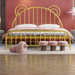 Bear Ear Headboard Glam Bed Iron Frame with  Footboard,Tall Clearance