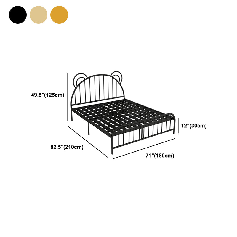 Bear Ear Headboard Glam Bed Iron Frame with  Footboard,Tall Clearance