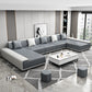 Faux Ledersofa & Chaise mit Kissen modern u Sofa in Grau - 29,53 "H.