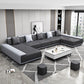 Faux Ledersofa & Chaise mit Kissen modern u Sofa in Grau - 29,53 "H.