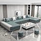 Faux Ledersofa & Chaise mit Kissen modern u Sofa in Grau - 29,53 "H.