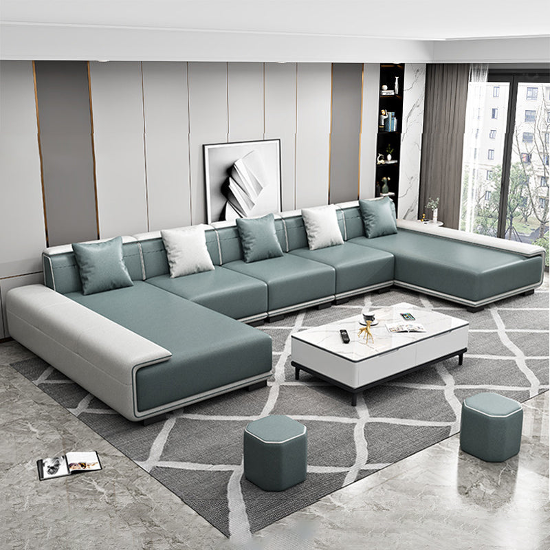Faux Ledersofa & Chaise mit Kissen modern u Sofa in Grau - 29,53 "H.