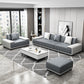 Faux Ledersofa & Chaise mit Kissen modern u Sofa in Grau - 29,53 "H.