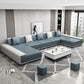 Faux Ledersofa & Chaise mit Kissen modern u Sofa in Grau - 29,53 "H.