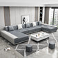 Faux Ledersofa & Chaise mit Kissen modern u Sofa in Grau - 29,53 "H.