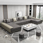 Faux Ledersofa & Chaise mit Kissen modern u Sofa in Grau - 29,53 "H.