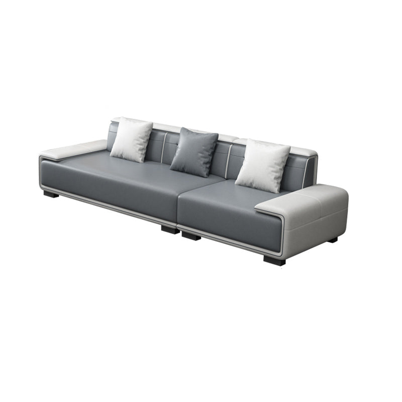 Faux Ledersofa & Chaise mit Kissen modern u Sofa in Grau - 29,53 "H.