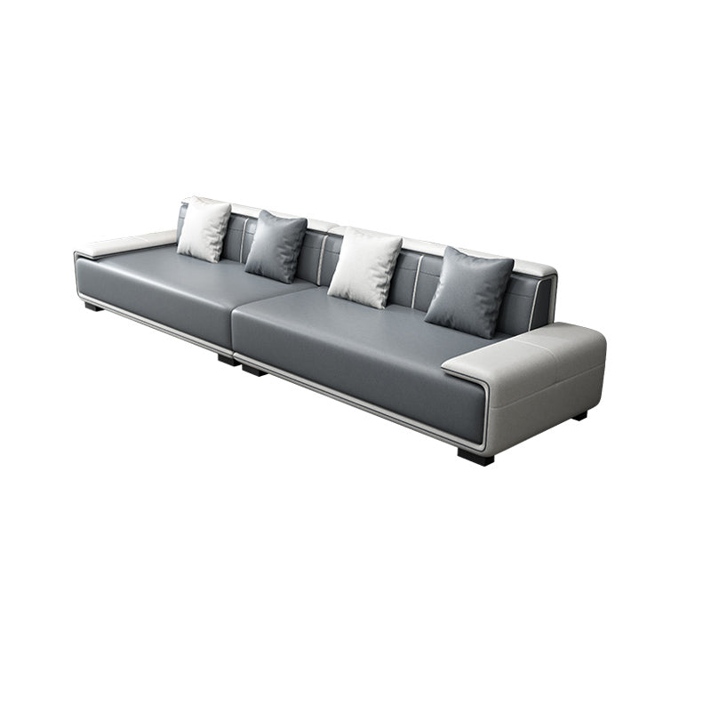 Faux Ledersofa & Chaise mit Kissen modern u Sofa in Grau - 29,53 "H.