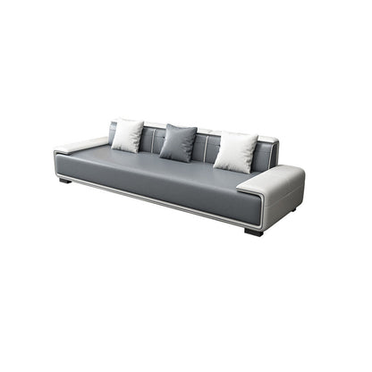 Faux Ledersofa & Chaise mit Kissen modern u Sofa in Grau - 29,53 "H.