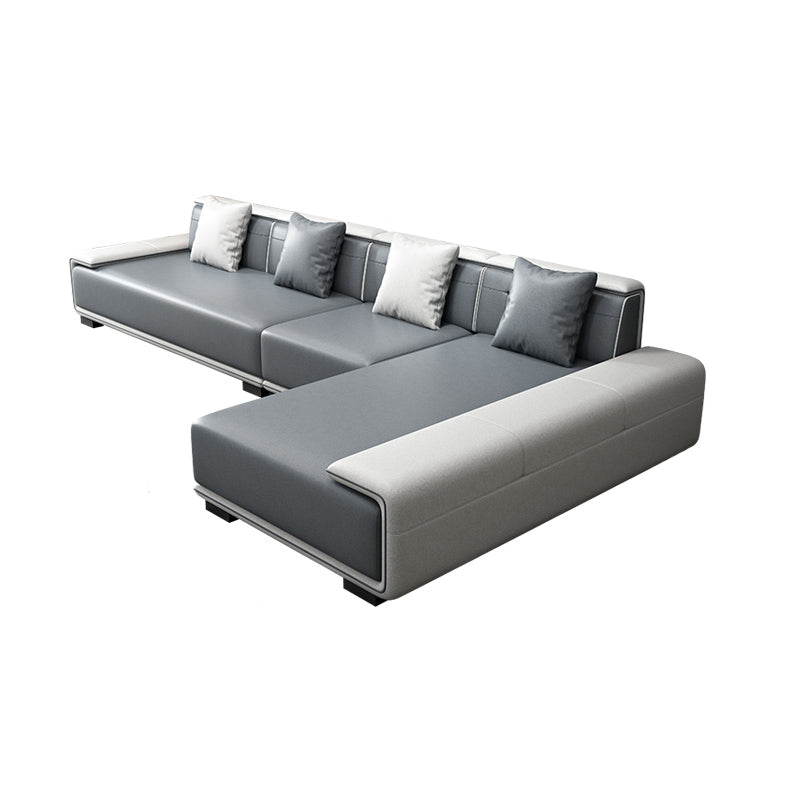 Faux Ledersofa & Chaise mit Kissen modern u Sofa in Grau - 29,53 "H.