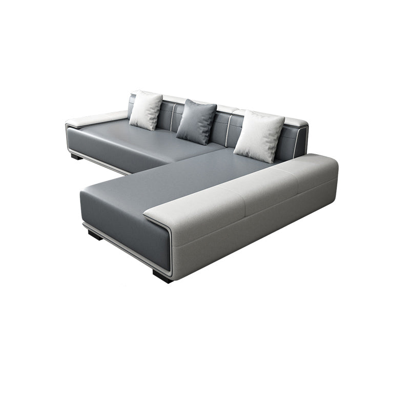 Faux Ledersofa & Chaise mit Kissen modern u Sofa in Grau - 29,53 "H.