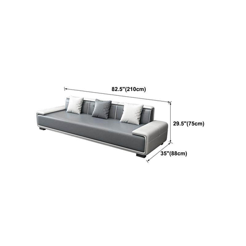 Faux Ledersofa & Chaise mit Kissen modern u Sofa in Grau - 29,53 "H.