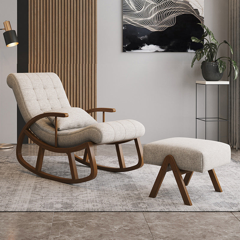 25.59 "brede accentstoel katoen blend lounge stoel met slee en kussen terug