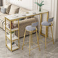 Stone Bar Dining Table Glam Style Rectangle Bar Table with Double Pedestal for Balcony 63"L x 15.7"W x 41.3"H White Without Chairs Clearhalo 'Bar Furniture' 'Bar Tables' 'bar_tables' 'furn' 'furn_bar_tables' 'Furniture' 'Kitchen & Dining Furniture' 5569000