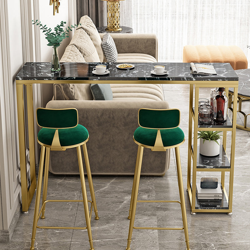 Stone Bar Dining Table Glam Style Rectangle Bar Table with Double Pedestal for Balcony Clearhalo 'Bar Furniture' 'Bar Tables' 'bar_tables' 'furn' 'furn_bar_tables' 'Furniture' 'Kitchen & Dining Furniture' 5569005