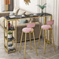 Stone Bar Dining Table Glam Style Rectangle Bar Table with Double Pedestal for Balcony Clearhalo 'Bar Furniture' 'Bar Tables' 'bar_tables' 'furn' 'furn_bar_tables' 'Furniture' 'Kitchen & Dining Furniture' 5569006