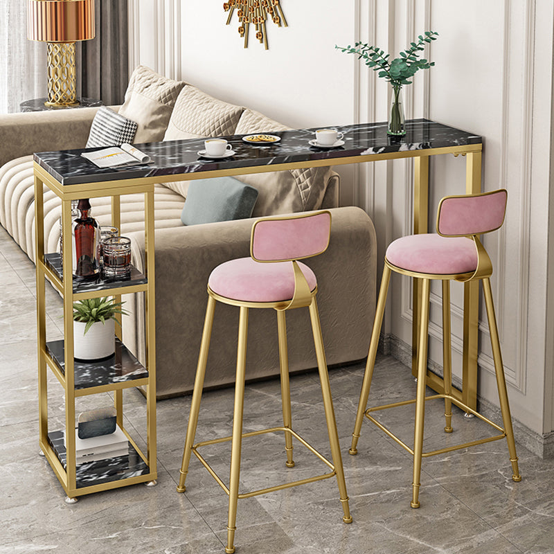 Stone Bar Dining Table Glam Style Rectangle Bar Table with Double Pedestal for Balcony Clearhalo 'Bar Furniture' 'Bar Tables' 'bar_tables' 'furn' 'furn_bar_tables' 'Furniture' 'Kitchen & Dining Furniture' 5569006