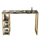 Stone Bar Dining Table Glam Style Rectangle Bar Table with Double Pedestal for Balcony Black Without Chairs Clearhalo 'Bar Furniture' 'Bar Tables' 'bar_tables' 'furn' 'furn_bar_tables' 'Furniture' 'Kitchen & Dining Furniture' 5569008