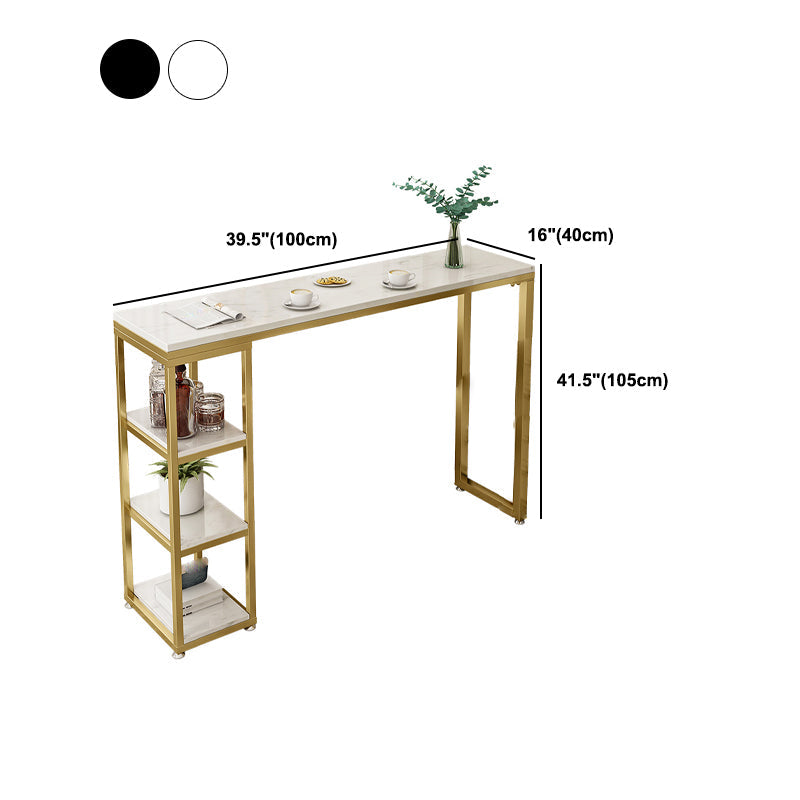 Stone Bar Dining Table Glam Style Rectangle Bar Table with Double Pedestal for Balcony Clearhalo 'Bar Furniture' 'Bar Tables' 'bar_tables' 'furn' 'furn_bar_tables' 'Furniture' 'Kitchen & Dining Furniture' 5569009