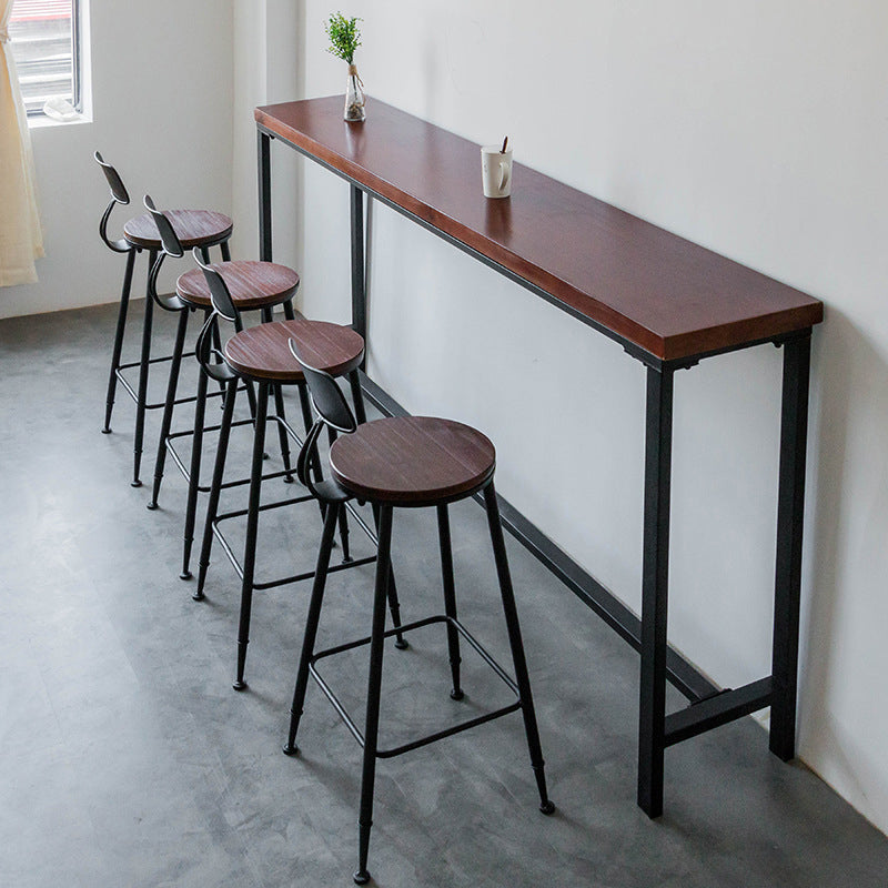 Industrial Style Solid Wood Bar Table Rectangle Bar Height Bar Dining Table 78.7"L x 15.7"W x 41.3"H Without Chairs Clearhalo 'Bar Furniture' 'Bar Tables' 'bar_tables' 'furn' 'furn_bar_tables' 'Furniture' 'Kitchen & Dining Furniture' 5569015
