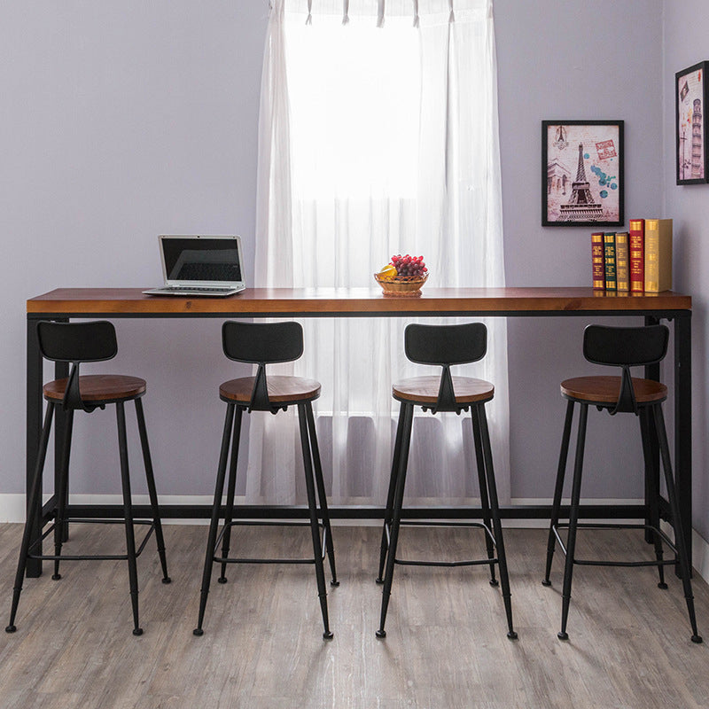 Industrial Style Solid Wood Bar Table Rectangle Bar Height Bar Dining Table 94.5"L x 15.7"W x 41.3"H Without Chairs Clearhalo 'Bar Furniture' 'Bar Tables' 'bar_tables' 'furn' 'furn_bar_tables' 'Furniture' 'Kitchen & Dining Furniture' 5569017