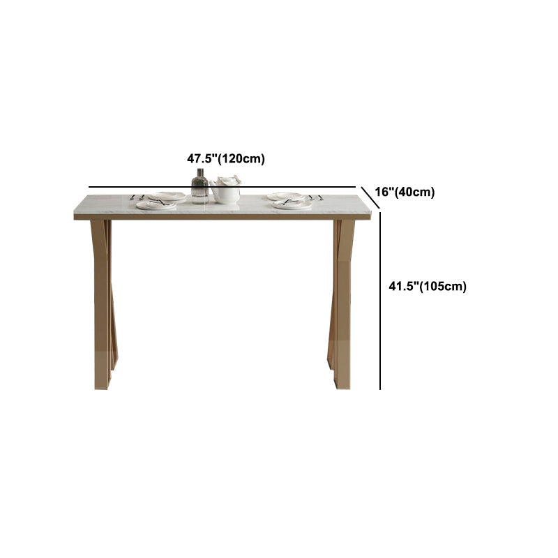 Tavolo da bar a barre rettangolo in stile glam in finta tavolo da vino in marmo in marmo con doppio piedistallo