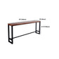 Mesa de bar rectangular con tapa de madera de pino, mesa de pub industrial con base de caballete en negro