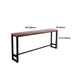 Mesa de bar rectangular con tapa de madera de pino, mesa de pub industrial con base de caballete en negro