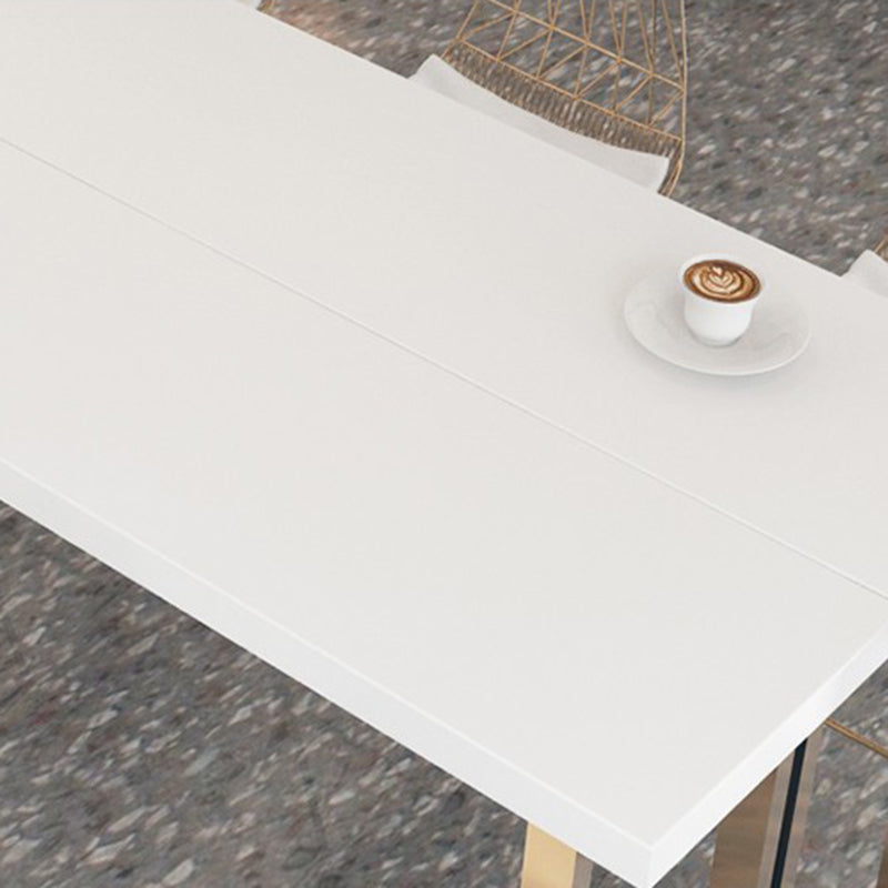 Pine Wood Bar Dining Table Glam Rectangle Bar Table with Double Pedestal for Milk Tea Shop Clearhalo 'Bar Furniture' 'Bar Tables' 'bar_tables' 'furn' 'furn_bar_tables' 'Furniture' 'Kitchen & Dining Furniture' 5569187