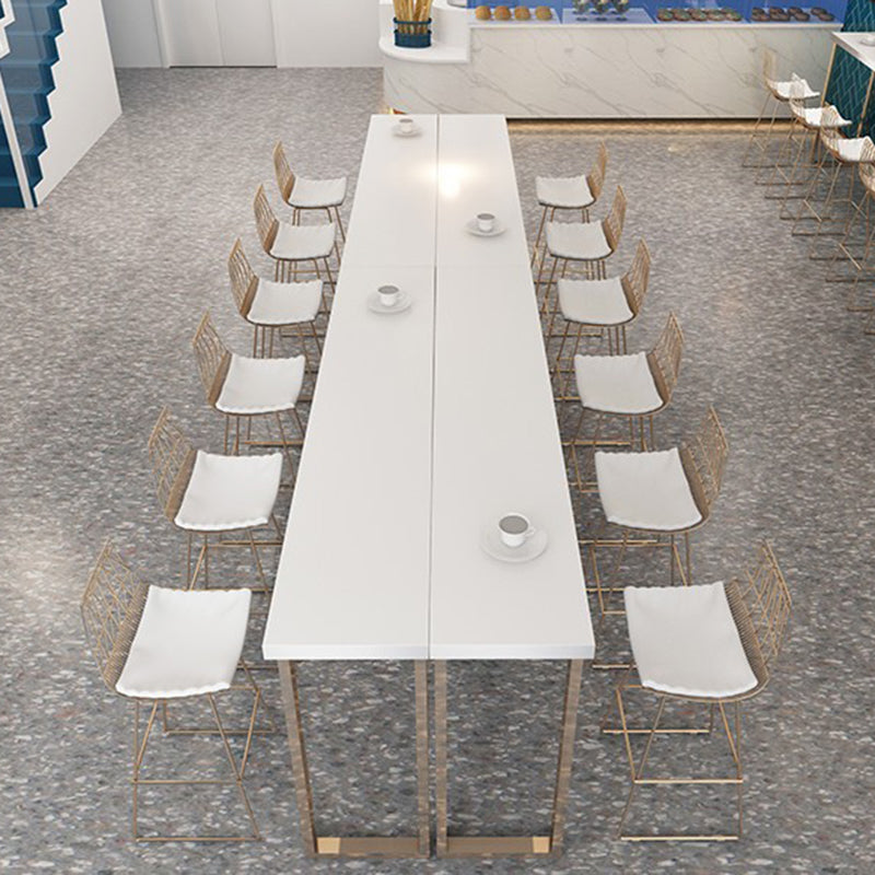 Pine Wood Bar Dining Table Glam Rectangle Bar Table with Double Pedestal for Milk Tea Shop Clearhalo 'Bar Furniture' 'Bar Tables' 'bar_tables' 'furn' 'furn_bar_tables' 'Furniture' 'Kitchen & Dining Furniture' 5569189