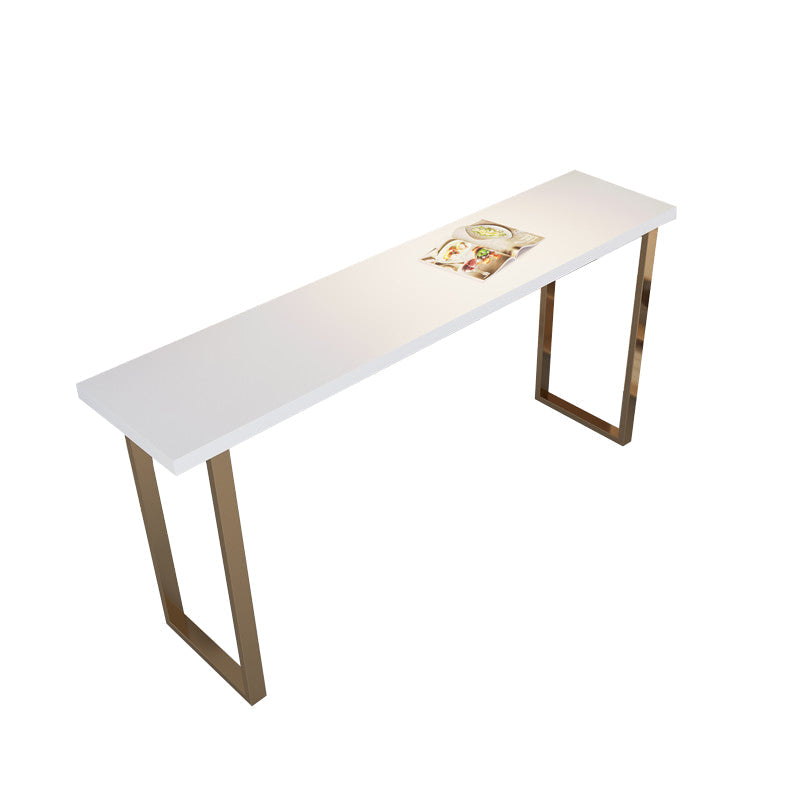 Pine Wood Bar Dining Table Glam Rectangle Bar Table with Double Pedestal for Milk Tea Shop Without Chairs Clearhalo 'Bar Furniture' 'Bar Tables' 'bar_tables' 'furn' 'furn_bar_tables' 'Furniture' 'Kitchen & Dining Furniture' 5569190