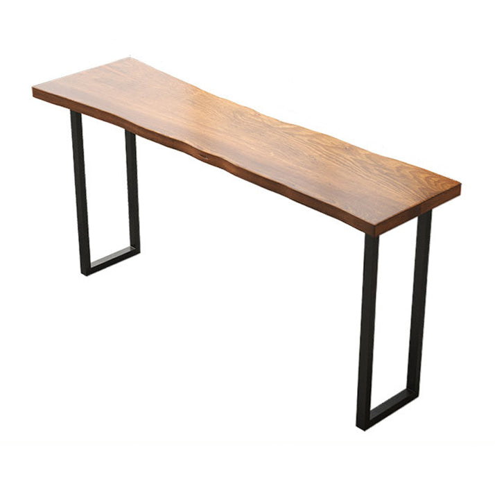 Pine Wood Top Bar Dining Table Modern Bistro Table with Double Pedestal ...