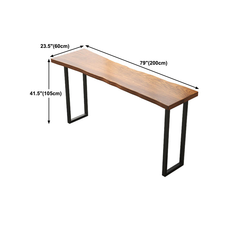 Pine Wood Top Bar Dining Table Modern Bistro Table with Double Pedestal in Black Clearhalo 'Bar Furniture' 'Bar Tables' 'bar_tables' 'furn' 'furn_bar_tables' 'Furniture' 'Kitchen & Dining Furniture' 5569291