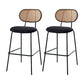 Scandinavian Low Back Armless Stool Velvet Upholstered Counter Stool Black 2 Piece Set Clearhalo 'Bar Furniture' 'Bar Stools' 'bar_stools' 'furn' 'furn_bar_stools' 'Furniture' 'Kitchen & Dining Furniture' 5569297