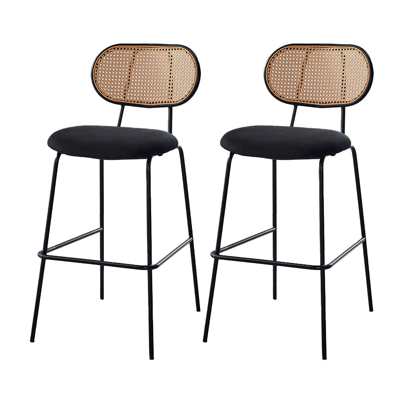 Scandinavian Low Back Armless Stool Velvet Upholstered Counter Stool Black 2 Piece Set Clearhalo 'Bar Furniture' 'Bar Stools' 'bar_stools' 'furn' 'furn_bar_stools' 'Furniture' 'Kitchen & Dining Furniture' 5569297