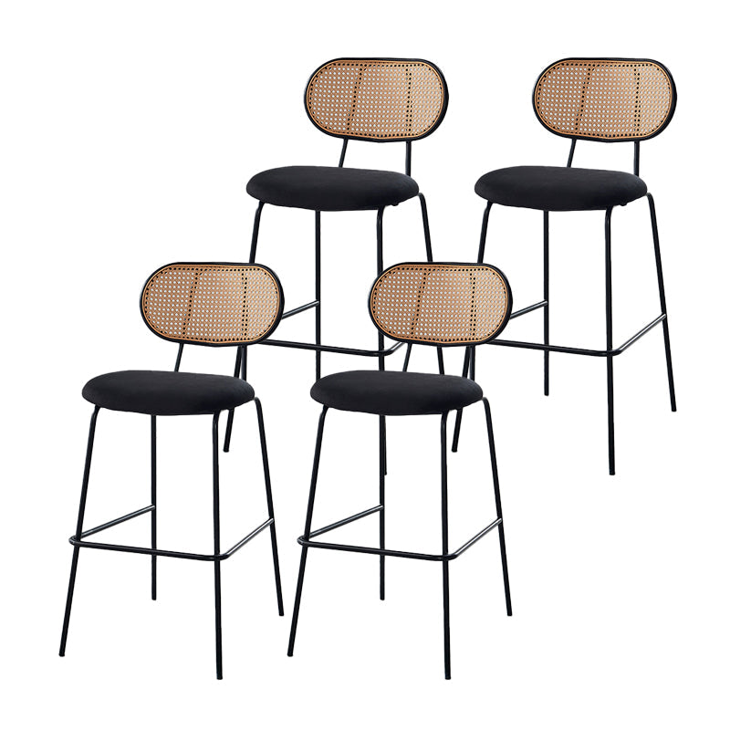 Scandinavian Low Back Armless Stool Velvet Upholstered Counter Stool Black 4 Piece Set Clearhalo 'Bar Furniture' 'Bar Stools' 'bar_stools' 'furn' 'furn_bar_stools' 'Furniture' 'Kitchen & Dining Furniture' 5569299