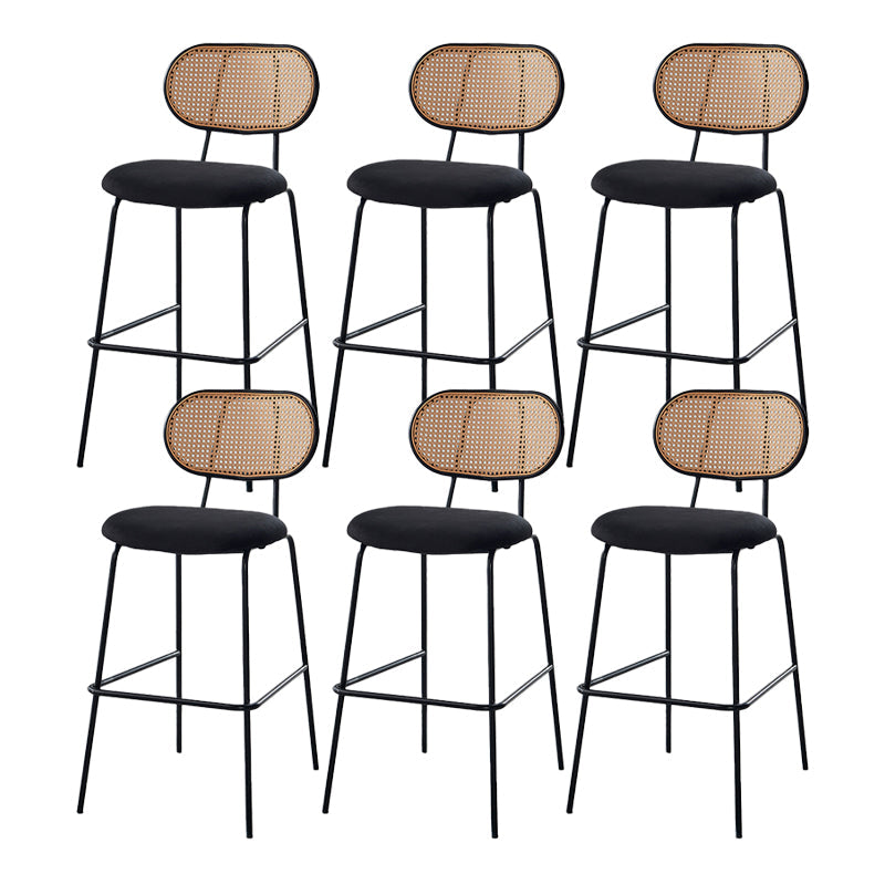 Scandinavian Low Back Armless Stool Velvet Upholstered Counter Stool Black 6 Piece Set Clearhalo 'Bar Furniture' 'Bar Stools' 'bar_stools' 'furn' 'furn_bar_stools' 'Furniture' 'Kitchen & Dining Furniture' 5569301
