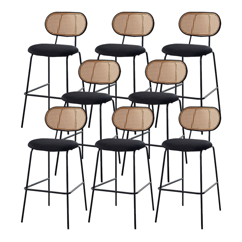 Scandinavian Low Back Armless Stool Velvet Upholstered Counter Stool Black 8 Piece Set Clearhalo 'Bar Furniture' 'Bar Stools' 'bar_stools' 'furn' 'furn_bar_stools' 'Furniture' 'Kitchen & Dining Furniture' 5569303