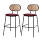 Scandinavian Low Back Armless Stool Velvet Upholstered Counter Stool Red 2 Piece Set Clearhalo 'Bar Furniture' 'Bar Stools' 'bar_stools' 'furn' 'furn_bar_stools' 'Furniture' 'Kitchen & Dining Furniture' 5569305
