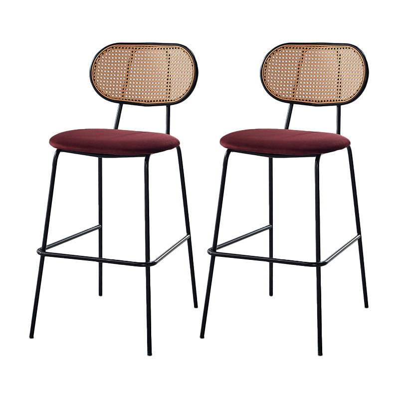 Scandinavian Low Back Armless Stool Velvet Upholstered Counter Stool Red 2 Piece Set Clearhalo 'Bar Furniture' 'Bar Stools' 'bar_stools' 'furn' 'furn_bar_stools' 'Furniture' 'Kitchen & Dining Furniture' 5569305