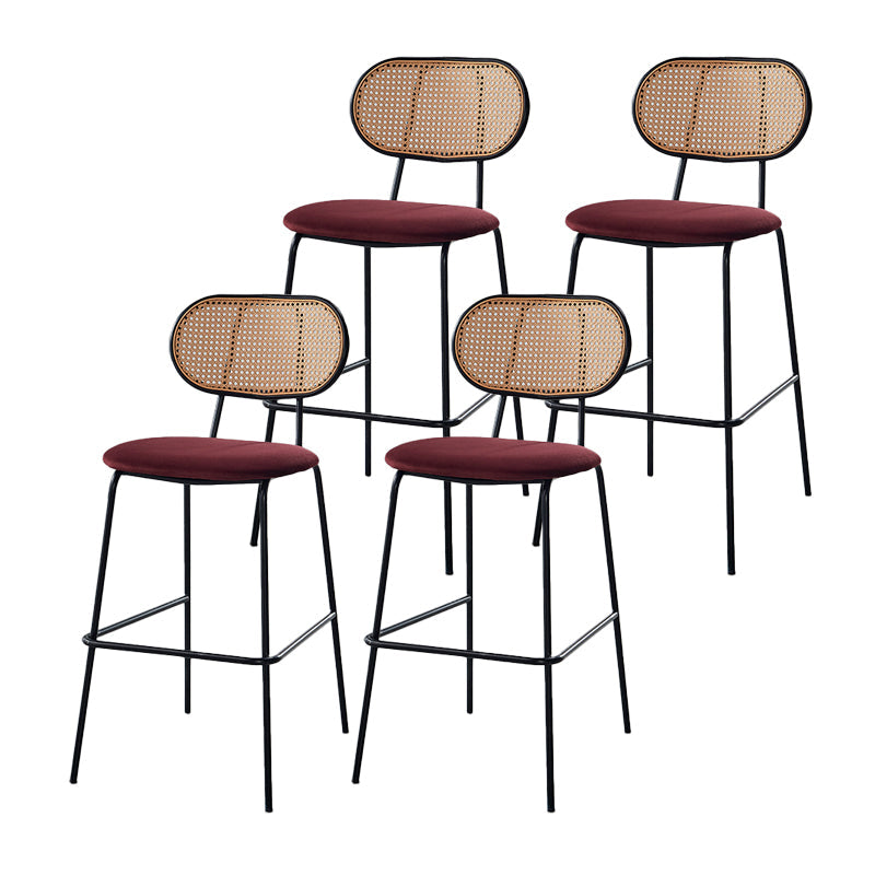 Scandinavian Low Back Armless Stool Velvet Upholstered Counter Stool Red 4 Piece Set Clearhalo 'Bar Furniture' 'Bar Stools' 'bar_stools' 'furn' 'furn_bar_stools' 'Furniture' 'Kitchen & Dining Furniture' 5569307