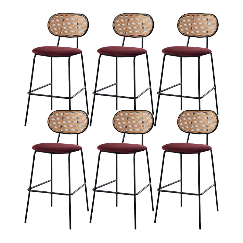 Scandinavian Low Back Armless Stool Velvet Upholstered Counter Stool Red 6 Piece Set Clearhalo 'Bar Furniture' 'Bar Stools' 'bar_stools' 'furn' 'furn_bar_stools' 'Furniture' 'Kitchen & Dining Furniture' 5569309