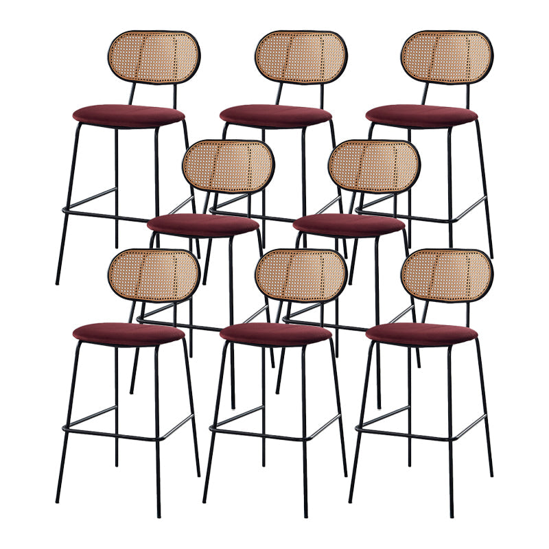 Scandinavian Low Back Armless Stool Velvet Upholstered Counter Stool Red 8 Piece Set Clearhalo 'Bar Furniture' 'Bar Stools' 'bar_stools' 'furn' 'furn_bar_stools' 'Furniture' 'Kitchen & Dining Furniture' 5569310